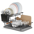 Dish Drying Rack with Stone Dish Drying Mat 2 Tier Diatomaceous Earth Stone Drying Rack for Kitchen Counter Quick-Drying / Stainless / Super Sturdy / Space-Saving Escurridor de Trastes para Cocina